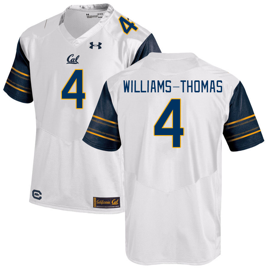 Men #4 Justin Williams-Thomas California Golden Bears College Football Jerseys Stitched Sale-White - Click Image to Close